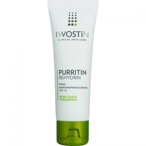 Iwostin Purritin Rehydrin krem przeciw zmarszczkom do skóry tłustej ze skłonnością do trądziku SPF 15 40 ml