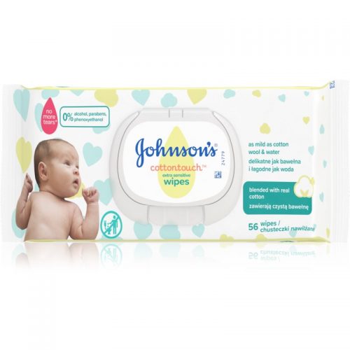 Johnson’s Baby Cottontouch ekstra delikatkne, nawilżające chusteczki oczyszczające dla dzieci od urodzenia neparfemované 56 szt.