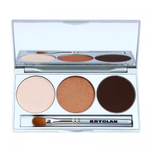 Kryolan Basic Eyes paleta cieni do powiek z lusterkiem i aplikatorem odcień Smokey Beige 7,5 g