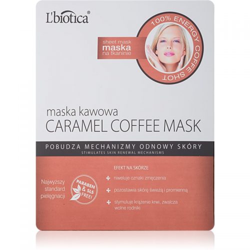 L’biotica Masks Caramel Coffee maseczka płócienna o działaniu odświeżającym