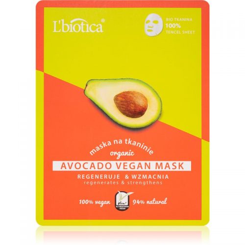 L’biotica Vegan Organic Avocado maseczka płócienna o działaniu regenerującym 1 szt.