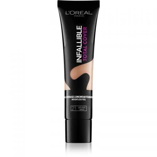 L’Oréal Paris Infallible Total Cover podkład o przedłużonej trwałości z matowym wykończeniem odcień 21 Golden Sand 35 g