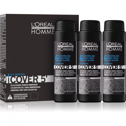 L’Oréal Professionnel Homme Cover 5′ tonująca farba do włosów 3 szt. odcień 6 Dark Blond 3×50 ml