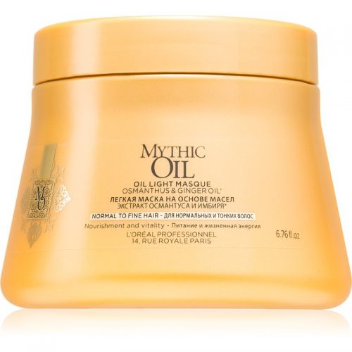 L’Oréal Professionnel Mythic Oil lekka maeczka olejowa do włosów normalnych i delikatnych bez parabenów i silikonów 200 ml