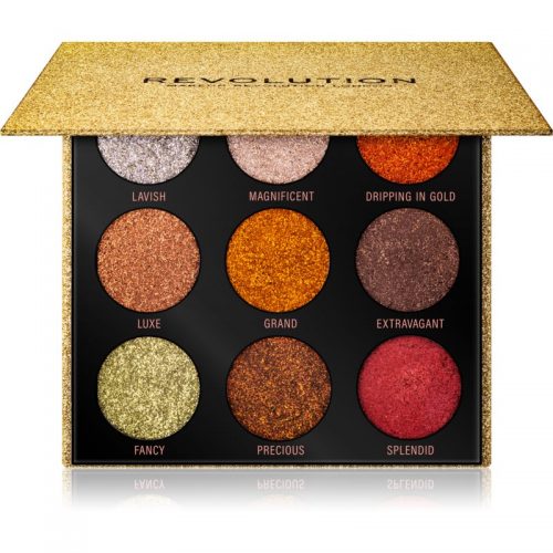 Makeup Revolution Pressed Glitter Palette paleta prasowanych brokatów odcień Midas Touch 10,8 g