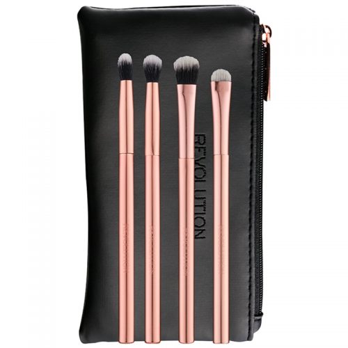 Makeup Revolution Ultra Metals Go pędzle w opakowaniu podróżnym do oczu 4 szt.