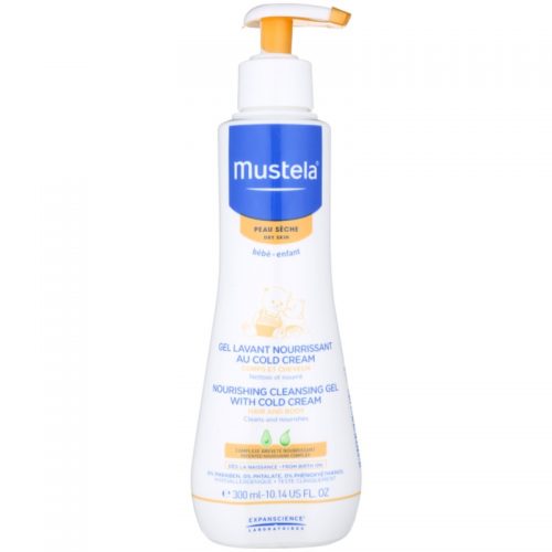 Mustela Bébé Dry Skin odżywczy żel do mycia twarzy zawierający krem ochronny przywracającą barierę skórną dla dzieci od urodzenia 300 ml