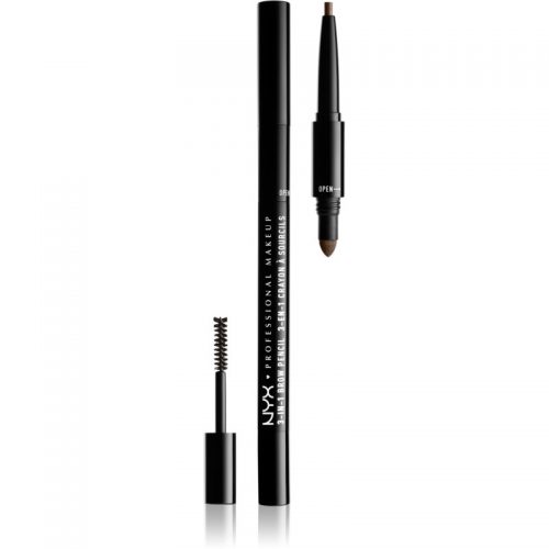 NYX Professional Makeup 3-In-1 Brow Pencil wielofunkcyjny produkt do brwi odcień 08 Ash Brown