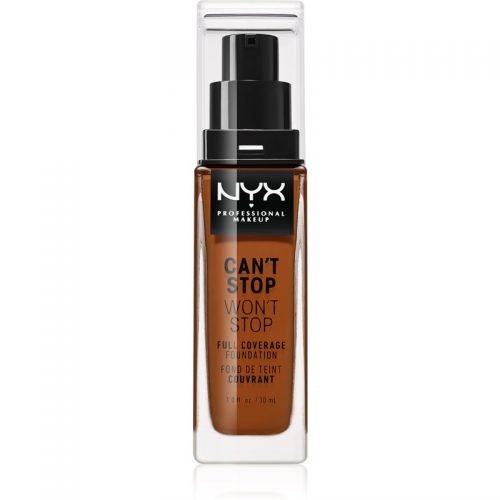 NYX Professional Makeup Can’t Stop Won’t Stop podkład mocno kryjący odcień 22.7 Deep Walnut 30 ml