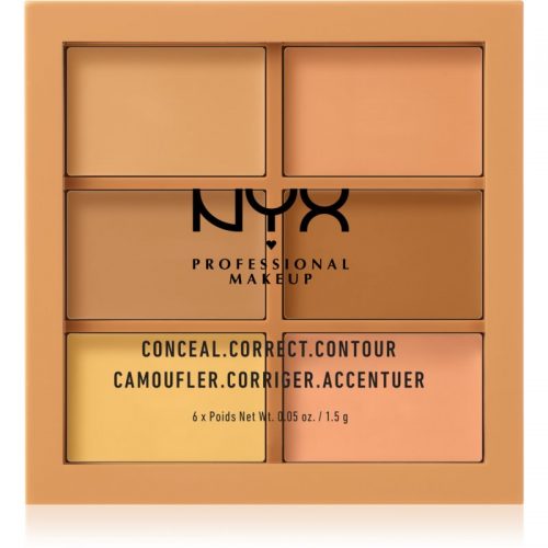 NYX Professional Makeup Conceal. Correct. Contour paleta do korygowania i konturowania odcień 02 Medium 6 x 1,5 g