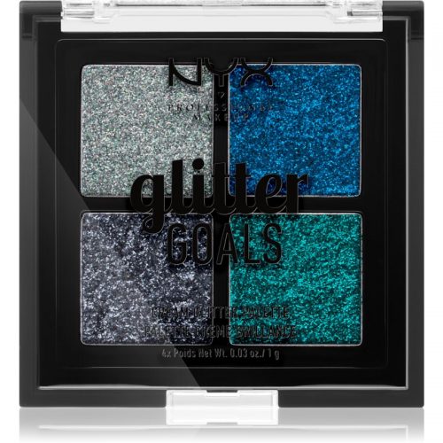 NYX Professional Makeup Glitter Goals paleta prasowanych brokatów małe opakowanie odcień 01 Glacier 4 x 1 g