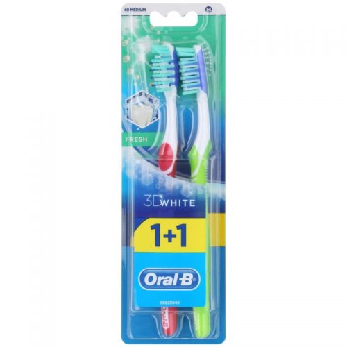 Oral B 3D White Fresh szczoteczki do zębów medium 2 szt. Dark Pink & Green 2 szt.