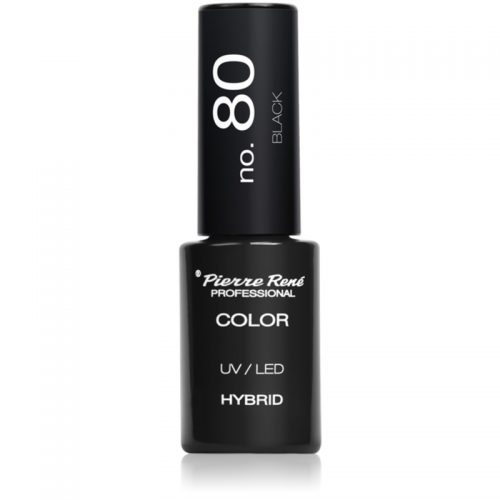 Pierre René Nails Hybrid zelowy lakier do paznokcji z UV / przy użyciu lampy LED odcień No. 80 Black 6 ml