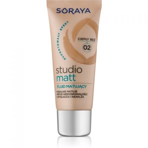 Soraya Studio Matt podkład matujący z witaminą E odcień 02 Warm Beige 30 ml