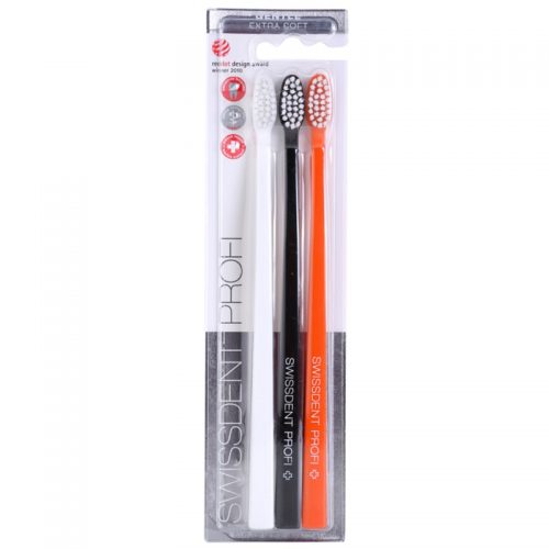 Swissdent Gentle Trio szczoteczki do zębów 3 szt. extra soft white, black, orange 3 szt.