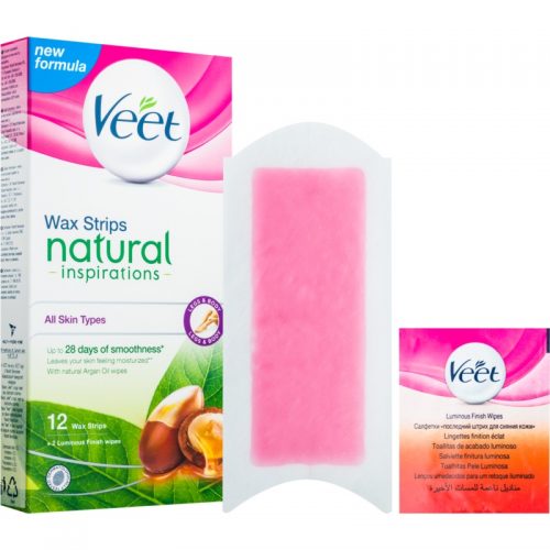 Veet Wax Strips Natural Inspirations™ plastry do depilacji woskiem z olejkiem arganowym 12 szt.