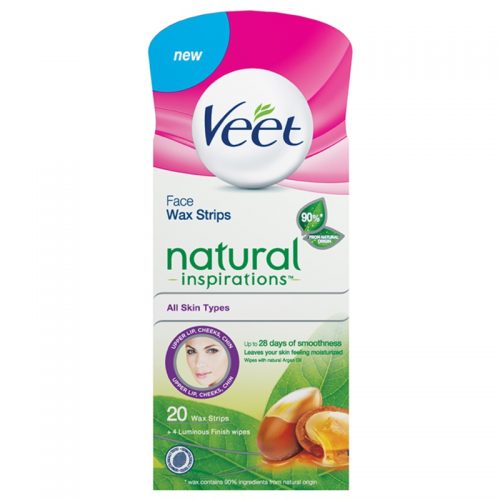 Veet Wax Strips Natural Inspirations™ plastry z woskiem do depilacji twarzy z olejkiem arganowym 20 szt.