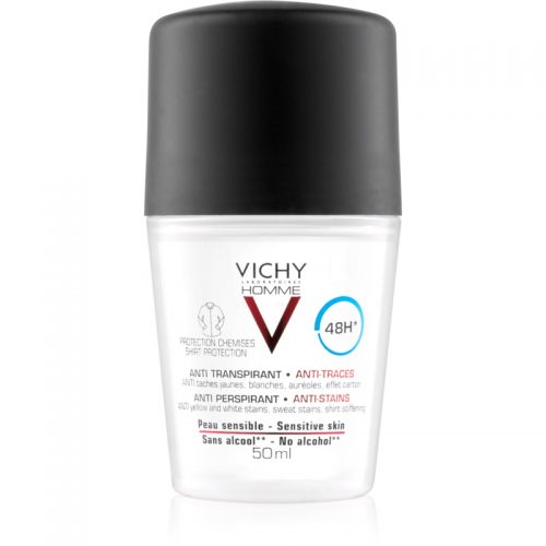Vichy Homme Deodorant dezodorant roll-on przeciw białymi i żółtym plamom 48 godz. 50 ml
