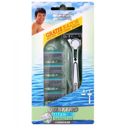 Wilkinson Sword Quattro Titanium Sensitive maszynka do golenia zapasowe ostrza 4 szt.