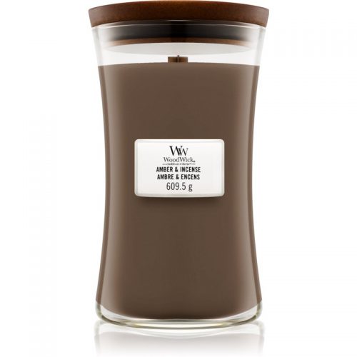 Woodwick Amber & Incense świeczka zapachowa z drewnianym knotem 609,5 g