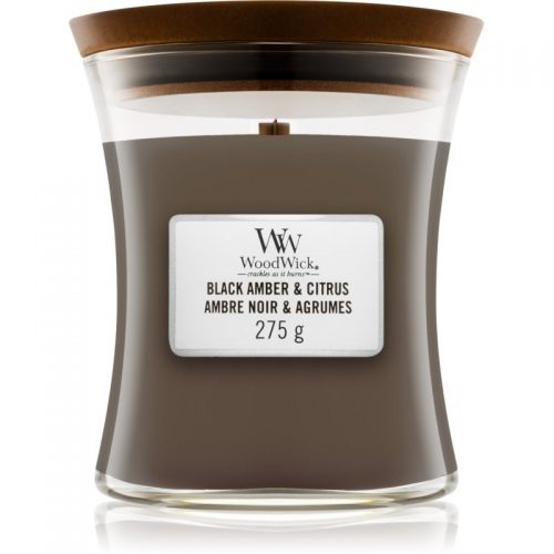 Woodwick Black Amber & Citrus świeczka zapachowa średnia 275 g