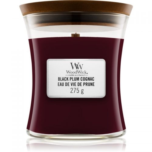 Woodwick Black Plum świeczka zapachowa z drewnianym knotem 275 g
