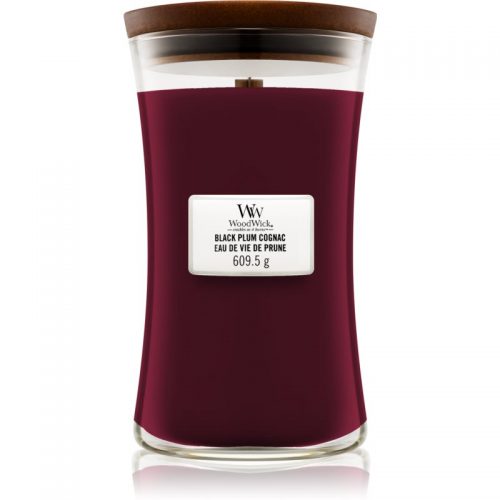 Woodwick Black Plum świeczka zapachowa z drewnianym knotem 609,5 g