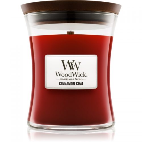 Woodwick Cinnamon Chai świeczka zapachowa z drewnianym knotem 275 g
