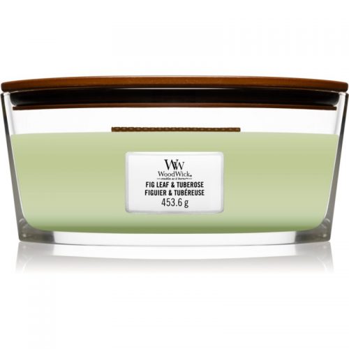 Woodwick Fig Leaf & Tuberose świeczka zapachowa z drewnianym knotem (hearthwick) 453,6 g