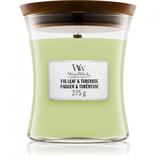 Woodwick Fig Leaf & Tuberose świeczka zapachowa z drewnianym knotem 275 g