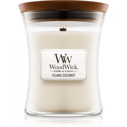 Woodwick Island Coconut świeczka zapachowa z drewnianym knotem 275 g