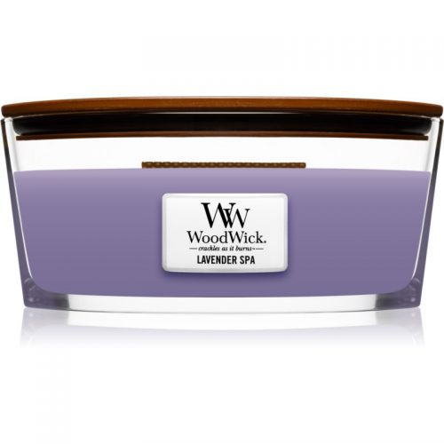 Woodwick Lavender Spa świeczka zapachowa z drewnianym knotem (hearthwick) 453,6 g
