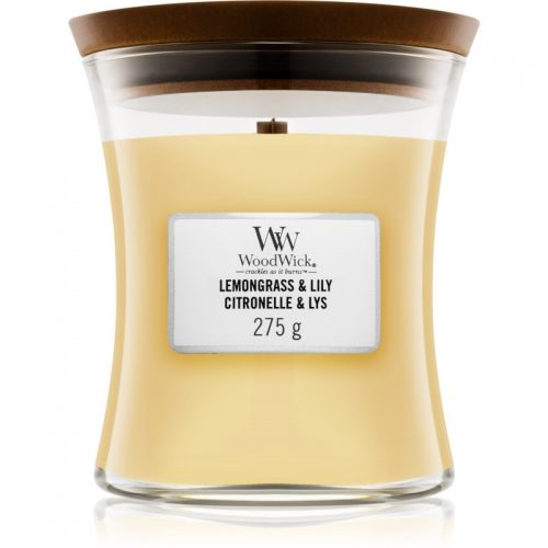 Woodwick Lemongrass & Lily świeczka zapachowa z drewnianym knotem 275 g
