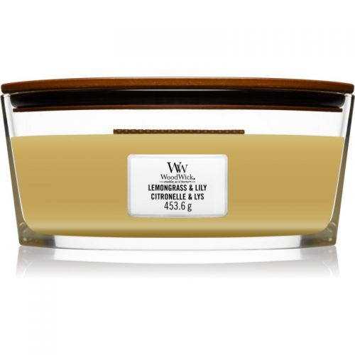 Woodwick Lemongrass & Lily świeczka zapachowa z drewnianym knotem (hearthwick) 453,6 g