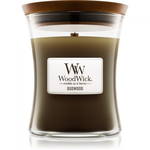 Woodwick Oudwood świeczka zapachowa z drewnianym knotem 275 g