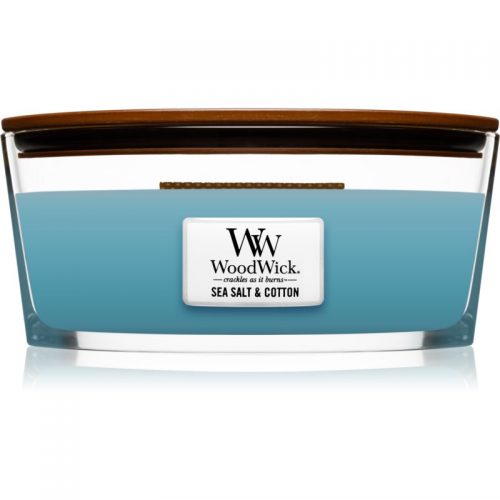 Woodwick Sea Salt & Cotton świeczka zapachowa z drewnianym knotem (hearthwick) 453,6 g