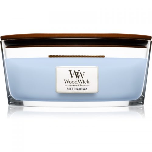 Woodwick Soft Chambray świeczka zapachowa z drewnianym knotem (hearthwick) 453,6 g