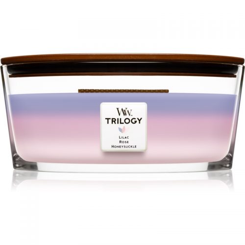 Woodwick Trilogy Botanical Gardens świeczka zapachowa z drewnianym knotem (hearthwick) 453,6 g