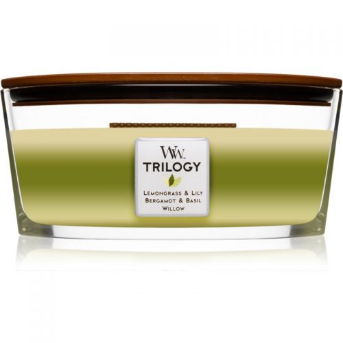 Woodwick Trilogy Garden Oasis świeczka zapachowa z drewnianym knotem (hearthwick) 453,6 g