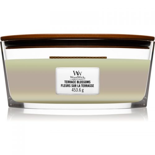 Woodwick Trilogy Terrace Blossoms świeczka zapachowa z drewnianym knotem (hearthwick) 453,6 g
