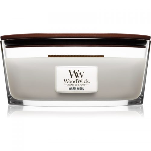 Woodwick Warm Wool świeczka zapachowa z drewnianym knotem (hearthwick) 453,6 g