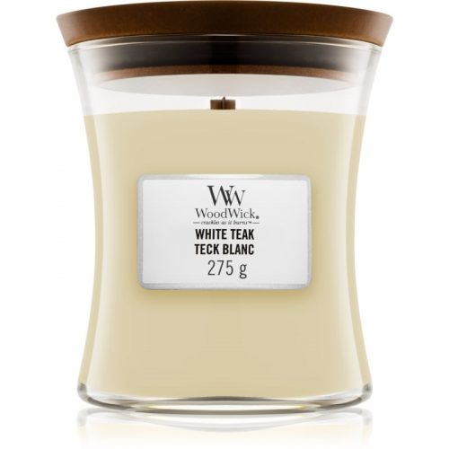 Woodwick White Teak świeczka zapachowa z drewnianym knotem 275 g