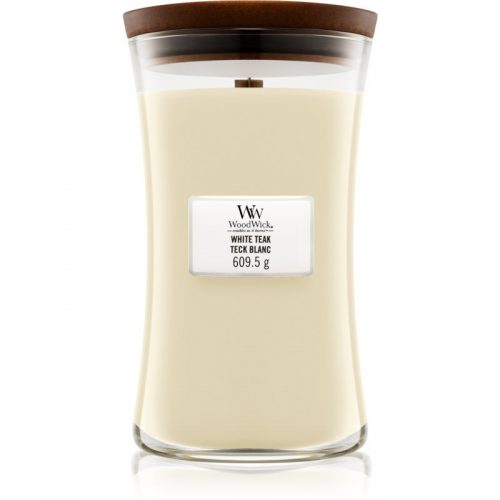 Woodwick White Teak świeczka zapachowa z drewnianym knotem 609,5 g