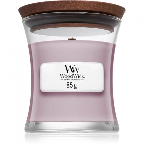 Woodwick Wild Violet świeczka zapachowa z drewnianym knotem 85 g